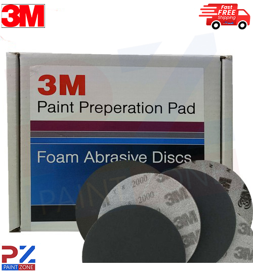 3M 150MM 6" P2000 GRIT HOOK N LOOP FOAM FINE FINISHING DISCS PAD